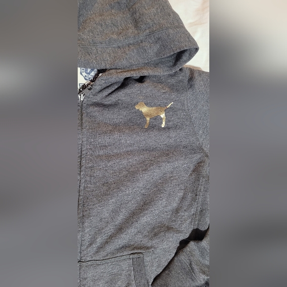 PINK Victoria's Secret Gray Sweatpants with Gold Lettering - Picture 7 of 8